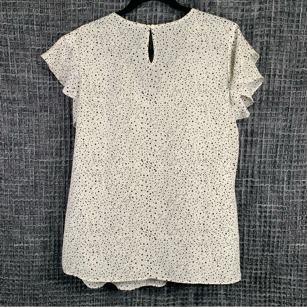 Adrianna Papell Women's Printed Flutter Sleeve V-Neck Top Size L WITH FLAWS #666 - Picture 7 of 7
